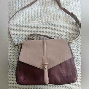 Tory Burch Two-Tone Mauve and Plum Leather Satchel